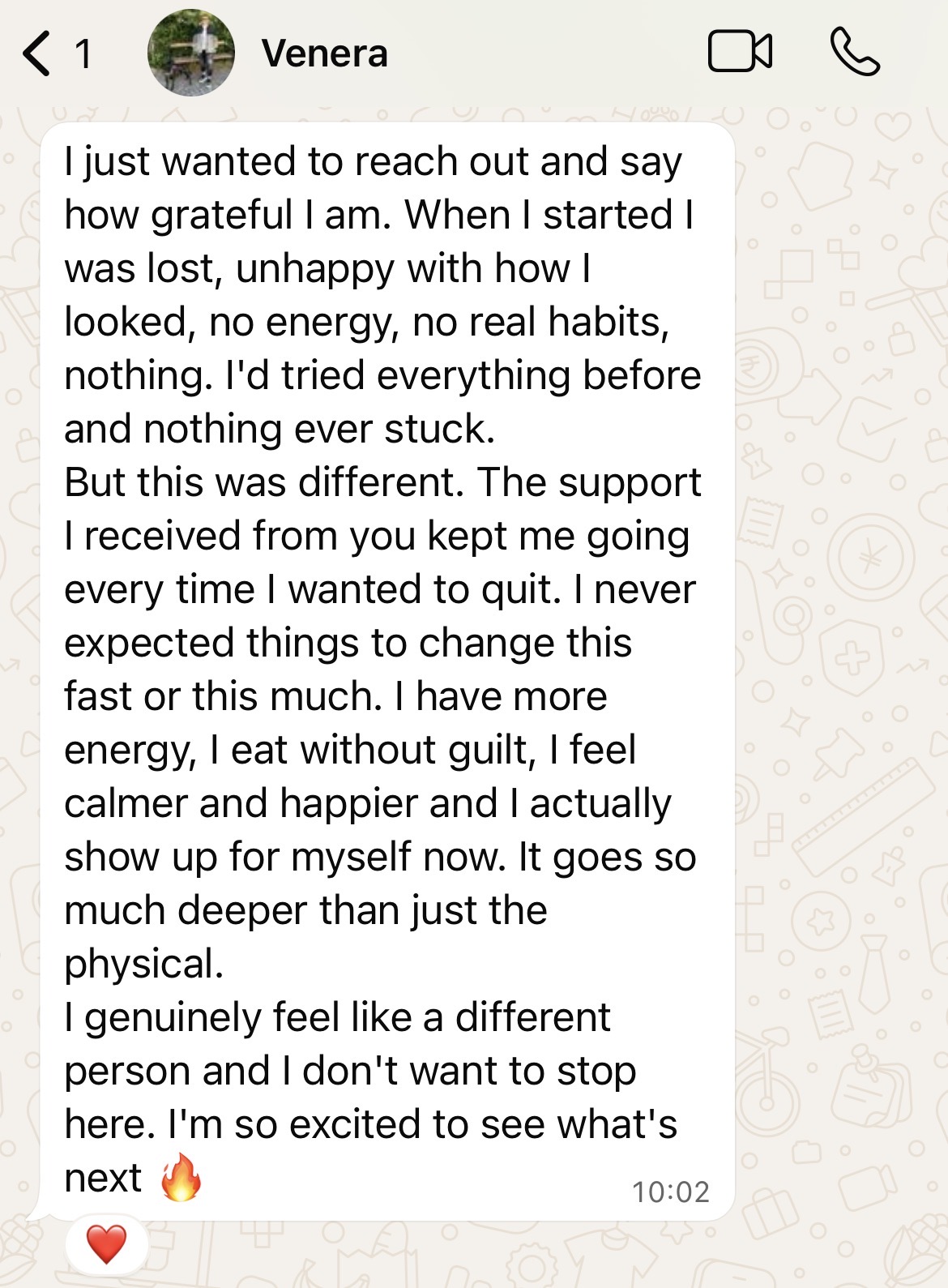WhatsApp feedback from Venera